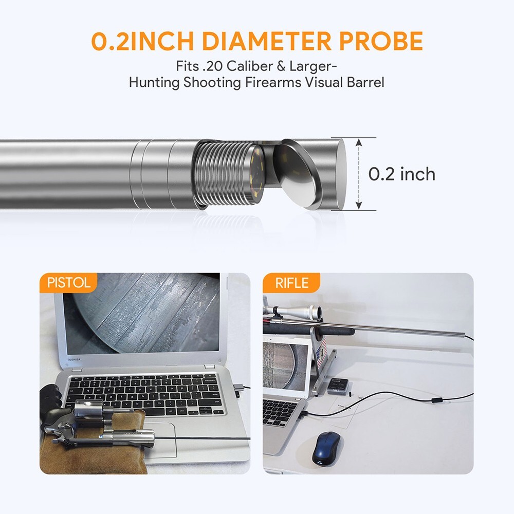 Teslong Upgrade Rifle Borescope 0.2in Gun Barrel Camera Short Focus Bore Scope