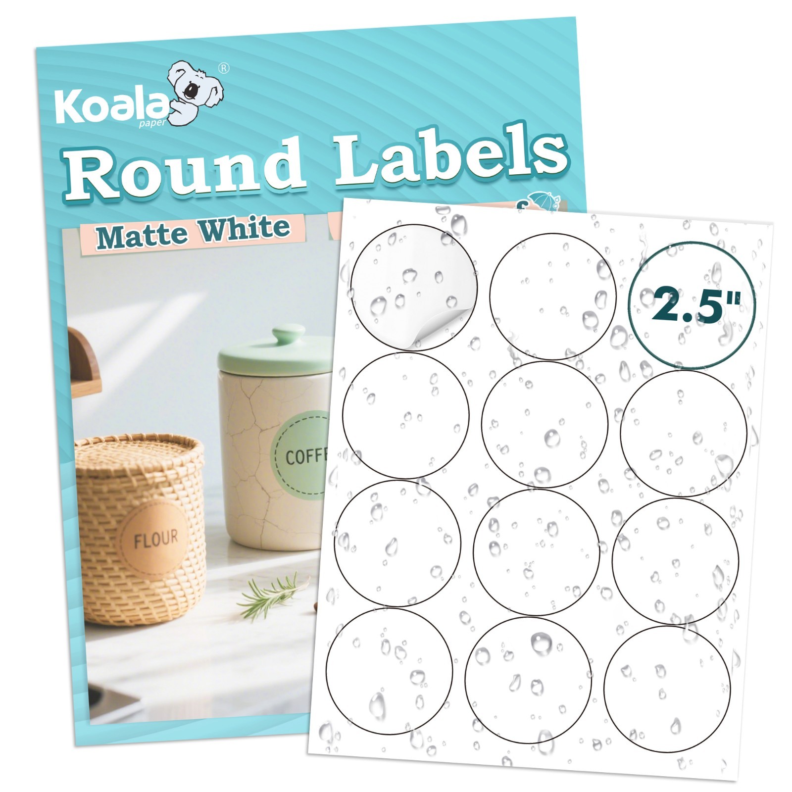 Lot Koala Printable Round Label 2.5″, Glossy / Matte Circle Stickers, Waterproof