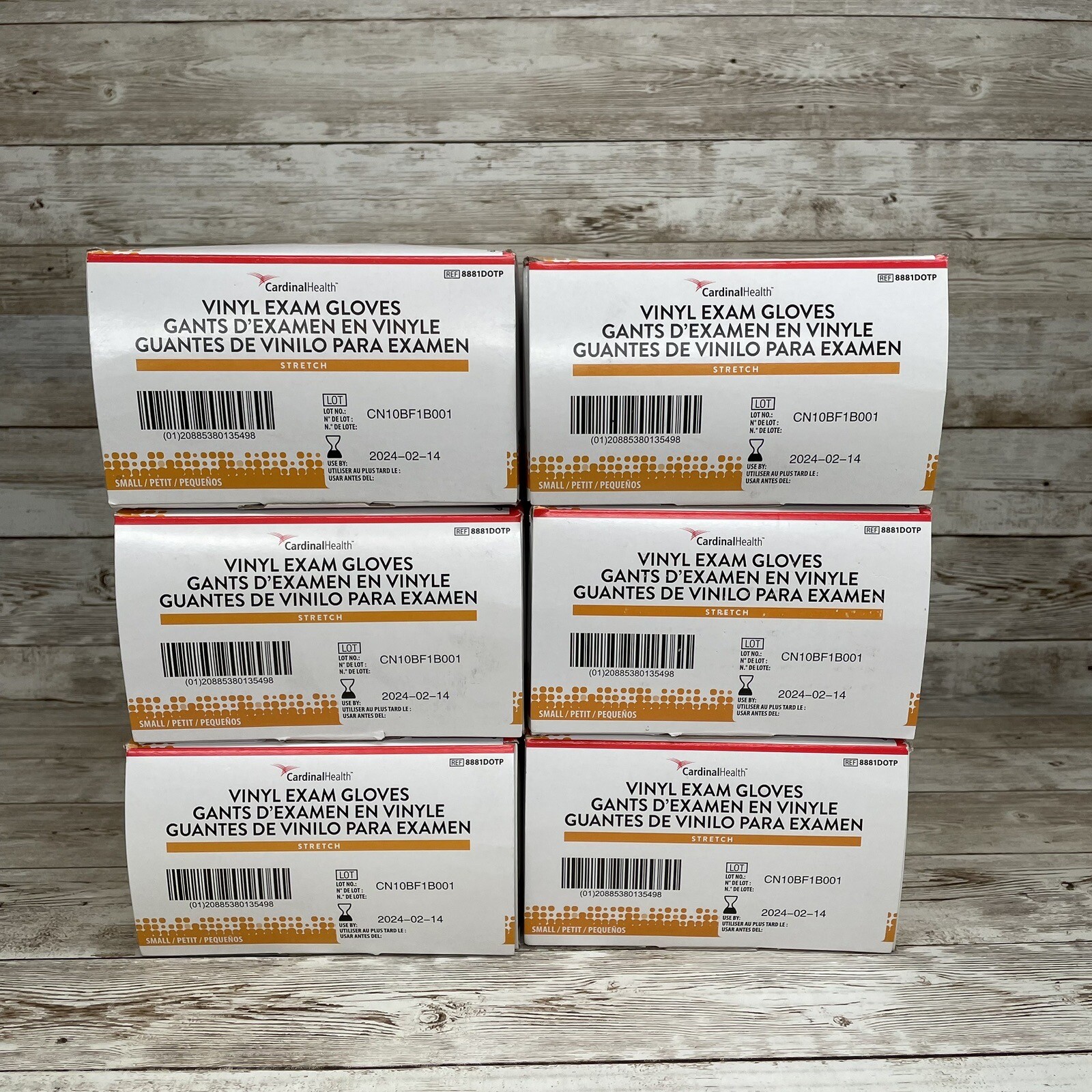 6 Boxes Cardinal Health Clear Vinyl Exam Gloves- Size Small -150 x 6 of 900