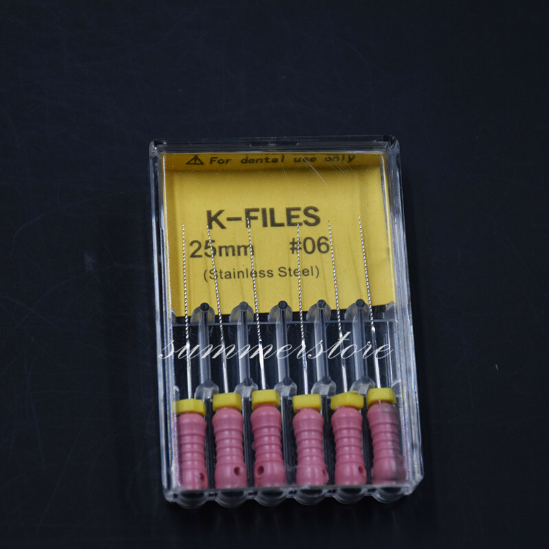 Dental Endo Root Canal File K-FILES Stainless Steel Hand Use 25 mm #06-#80