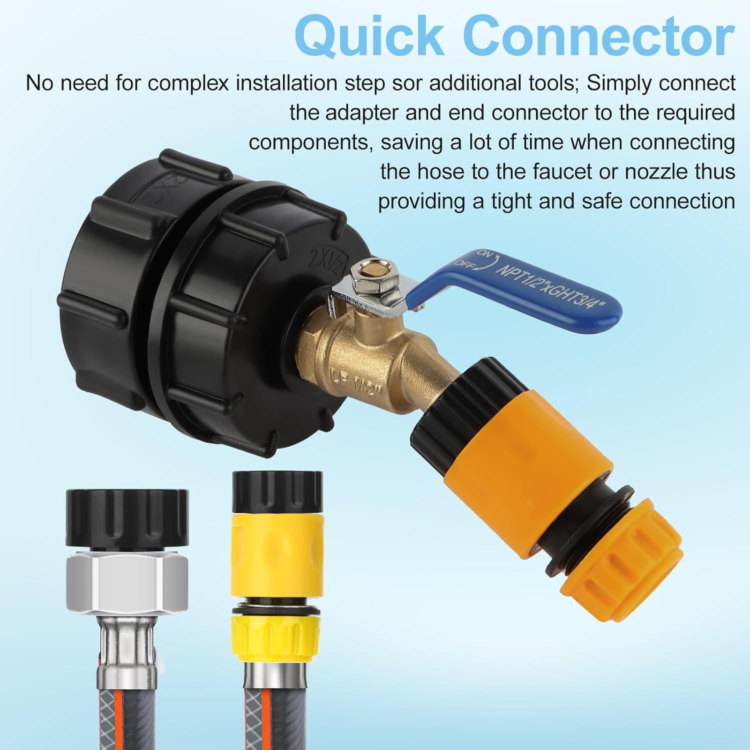 275-330 Gallon IBC Tote Hose Adapter, 3-Size IBC Tote Adapter (1/2″ Male NPT Inl
