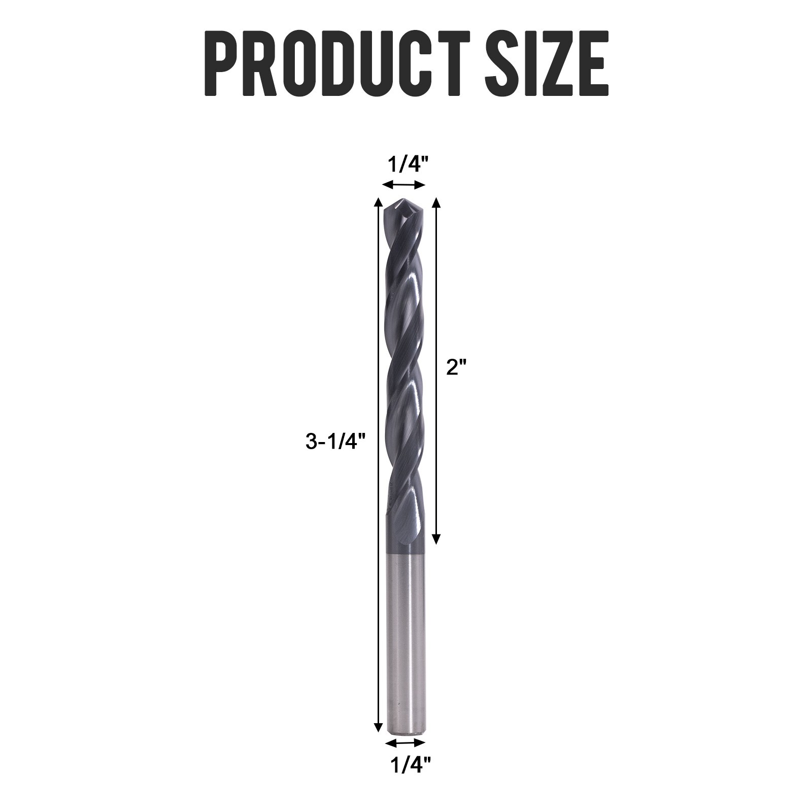 2Pcs 1/4″x2″x3-1/4″ 118?? Point Angle Solid Carbide Drill Bits – AlTiN Coated