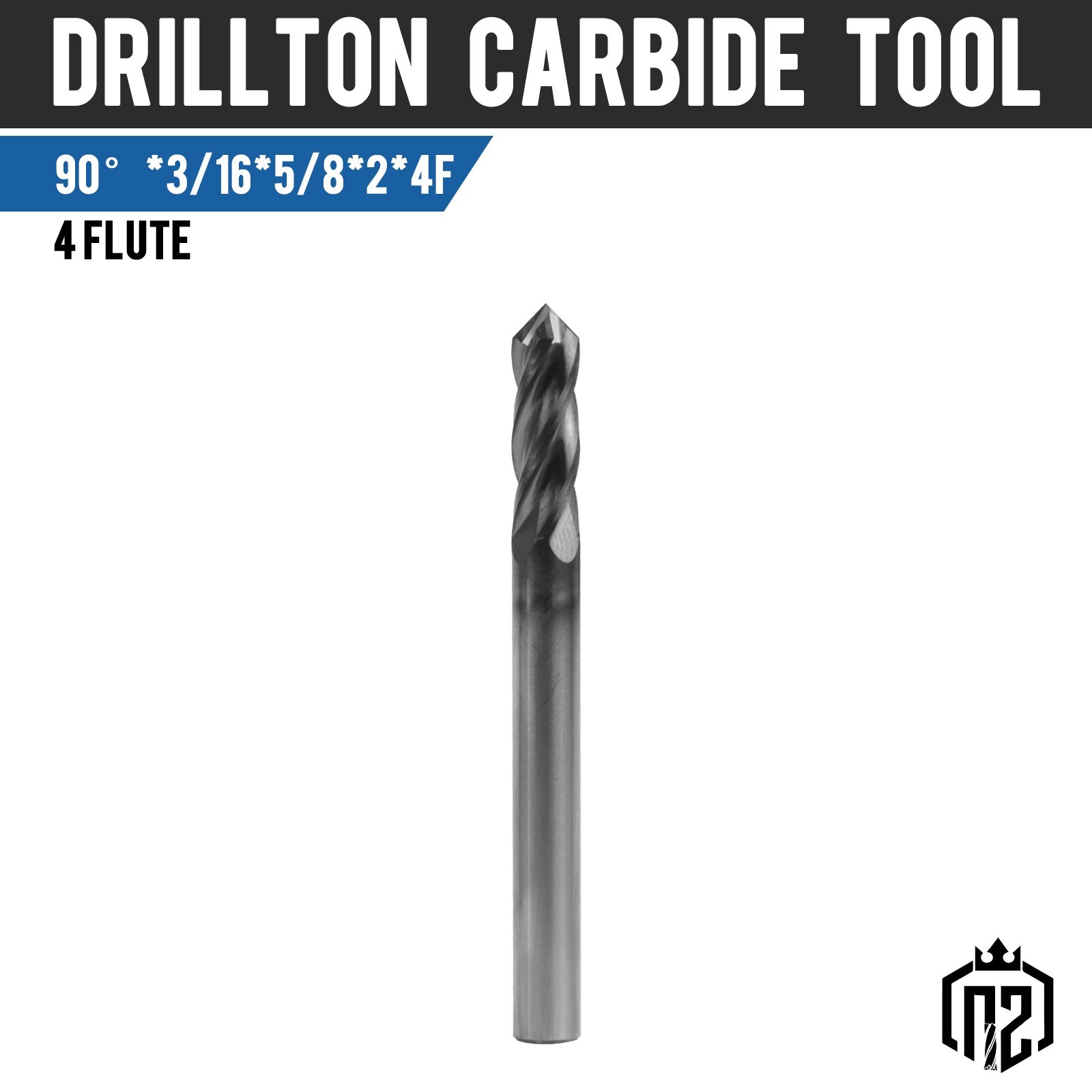 5Pcs 4 Flute 90 Degree 3/16″ x 5/8 “x 2” Solid Carbide Drill Mill – AlTiN Coated