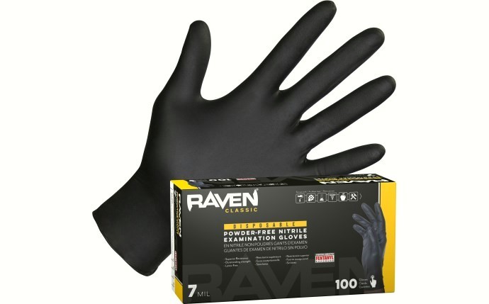 SAS 66519 Raven Powder-Free Black Nitrile Gloves XL ( 10 Boxes of 100 )