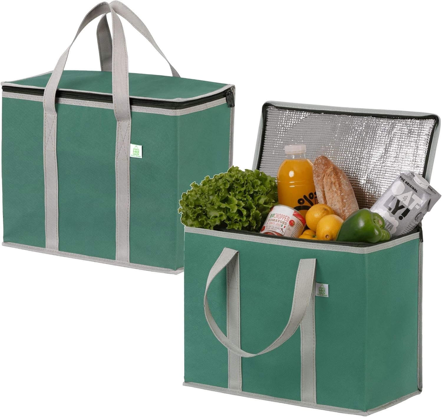VENO 2 Pack Cooler Bag and Insulated Grocery Bags for 2 Pack, Green – 2