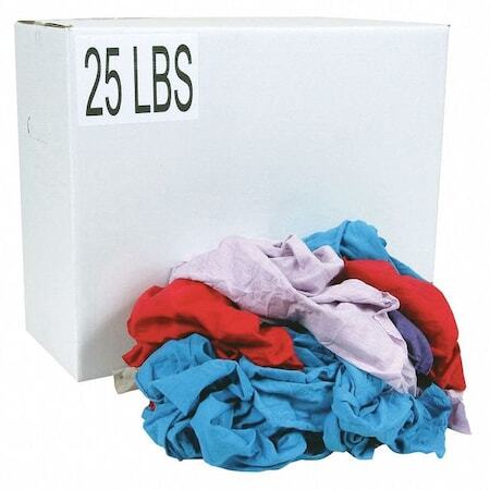 Zoro Select G440025pc New Cotton Cloth Rags, T-Shirt, Assorted, Colors Vary, 25