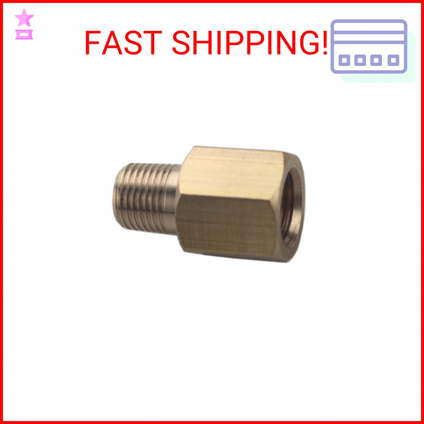 Dewhel Brass 1/8 NPT Female to 1/8 BSPT Male Gauge Sensor Sender Thread Adapter