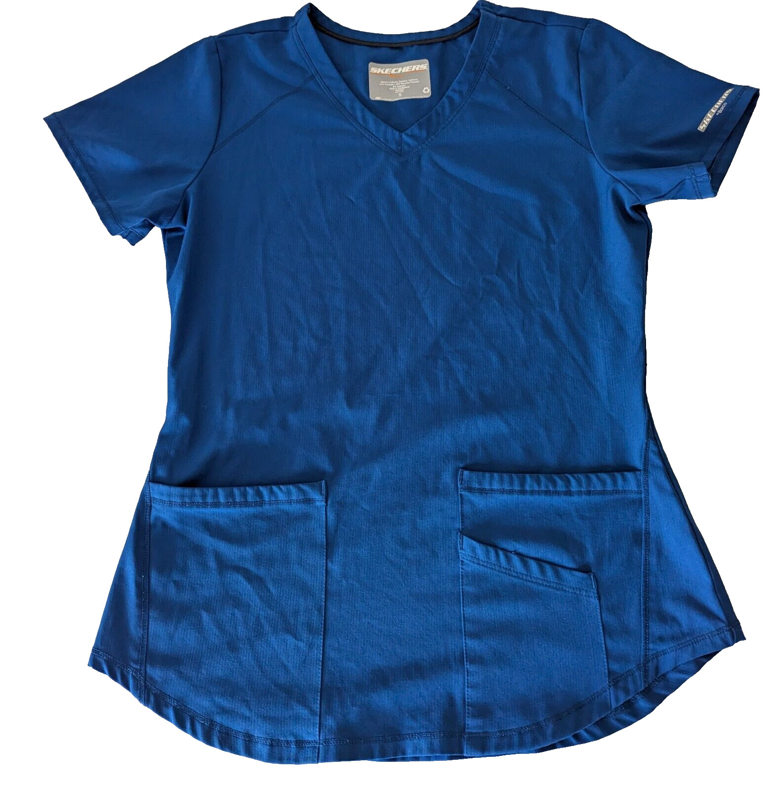 Sketchers by Barco Vitality 3 Pocket V Neck Scrub Top Bahama Blue Small