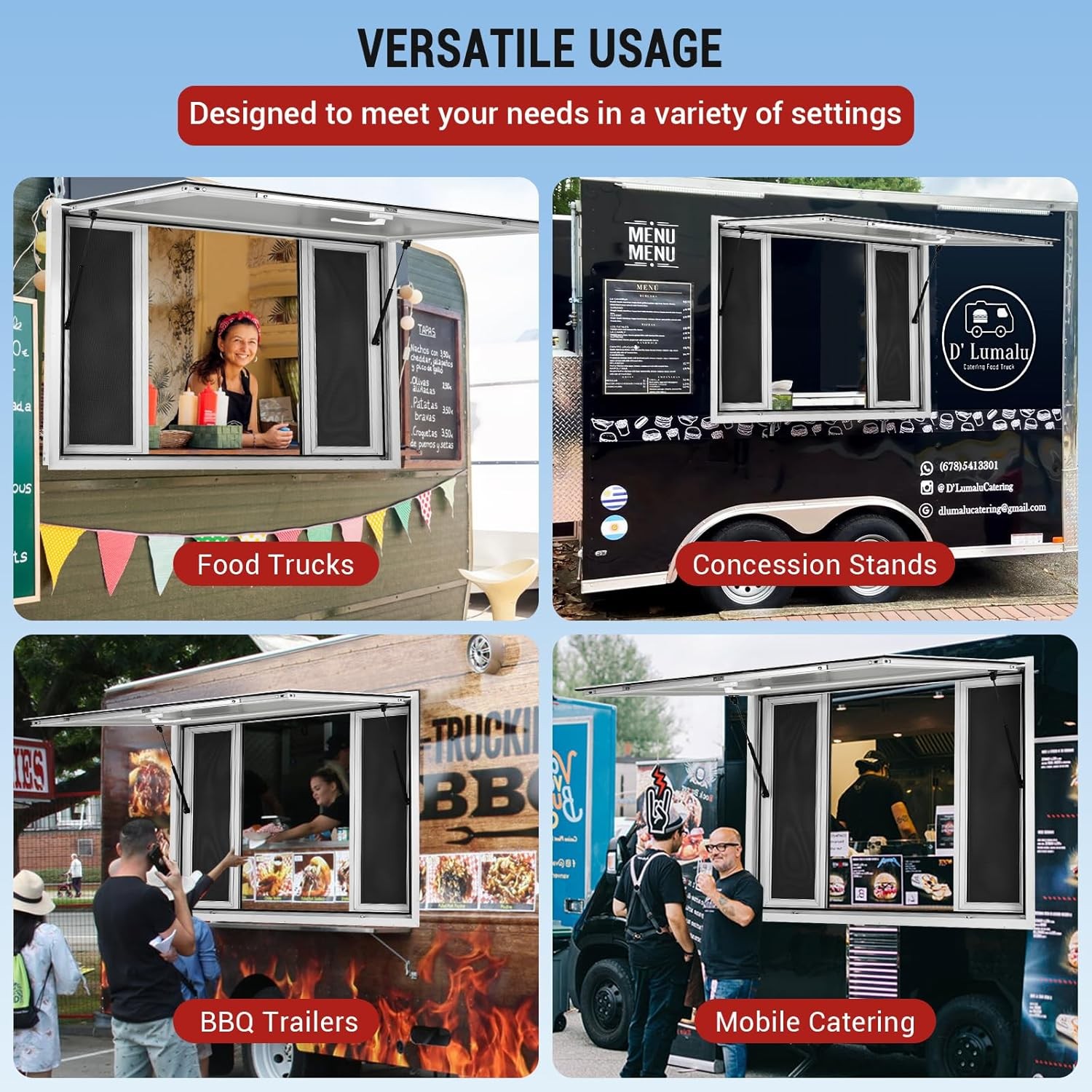 60×36/36×36/45×30/36x48in Concession Stand Serving Window Food Service Awning