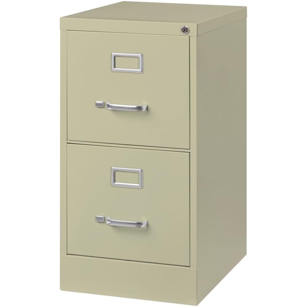 Pemberly Row 22″ 2-Drawer Metal Letter Width Vertical File Cabinet in Beige