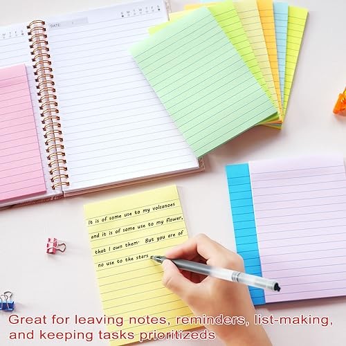 HQCME 9 Pack Lined Sticky Notes 4×6 Pastel Colors 35 Sheets