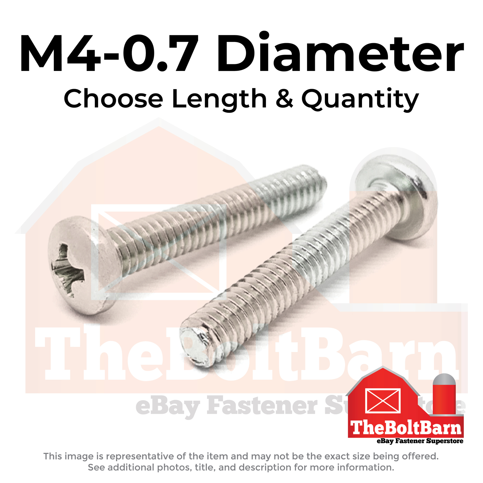 M4-0.7 Stainless Phillips Pan Head Machine Screws (Choose Length & Qty)