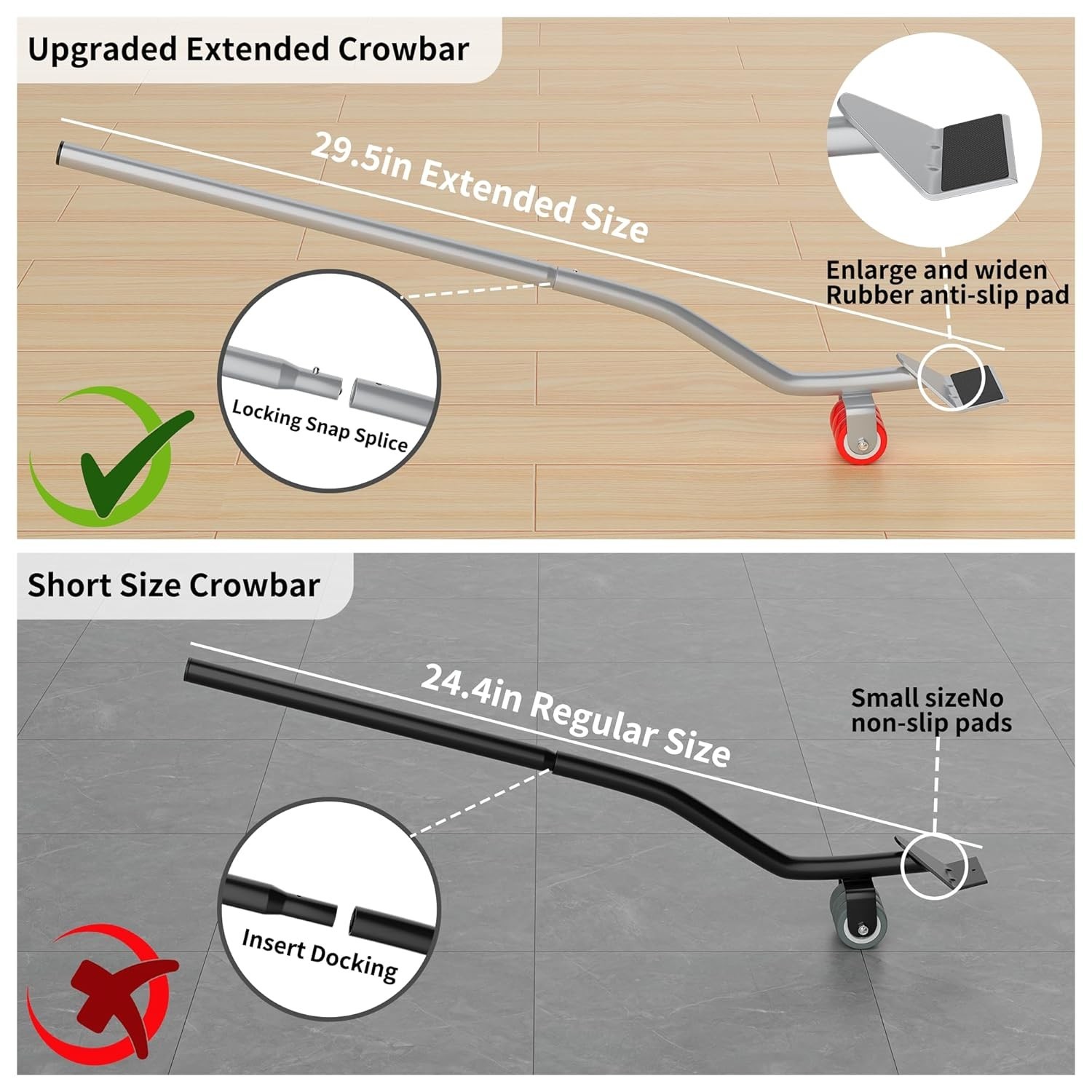 Sturdy Carbon Steel Furniture Lifter with 5 Rubber Wheels, Maximum Load 3474 lbs