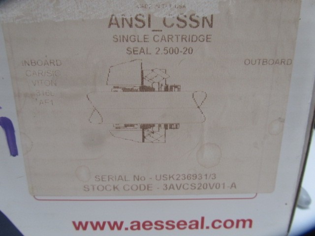 AES Seal 3AVCS20V01-A Single Cartridge Seal 2.500-20 Stainless Steel
