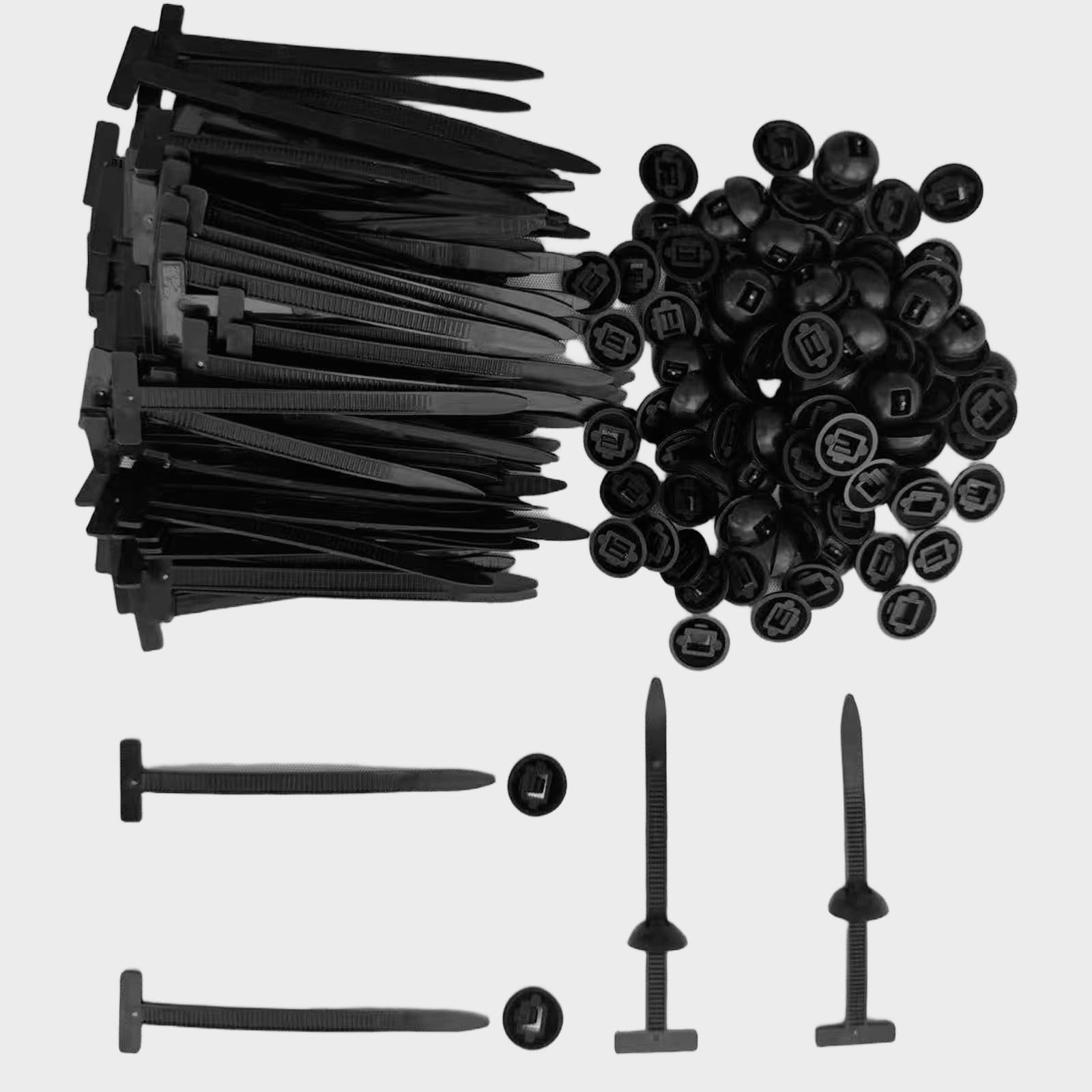 100 Pcs Universal Nylon Cable Tie Buckle Snap Fit Zip Ties with Button Lock