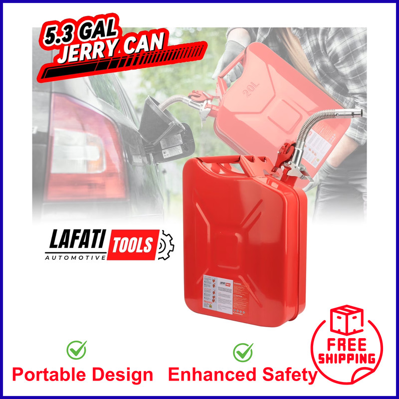 5 Gallon 20L Metal Gas Tank Can Power Emergency Backup Jerry Can Flexible Spout