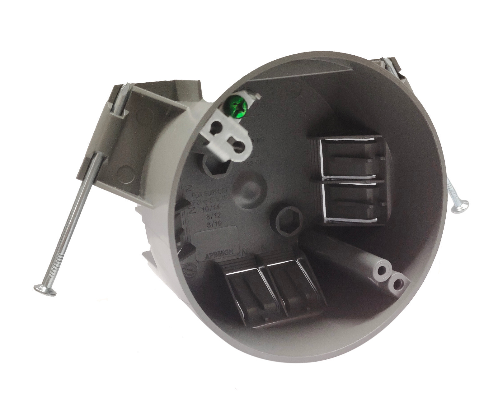 5-Pack 4″ Round Ceiling Box with Grounding 20 Cu In, ETL Certified, Plastic Gray
