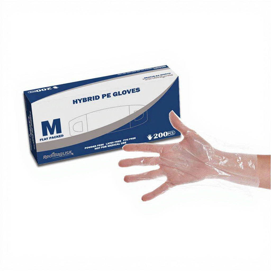 RediBagUSA Medium Hybrid PE Gloves – Blue – 2000 ct (10×200) Food Service