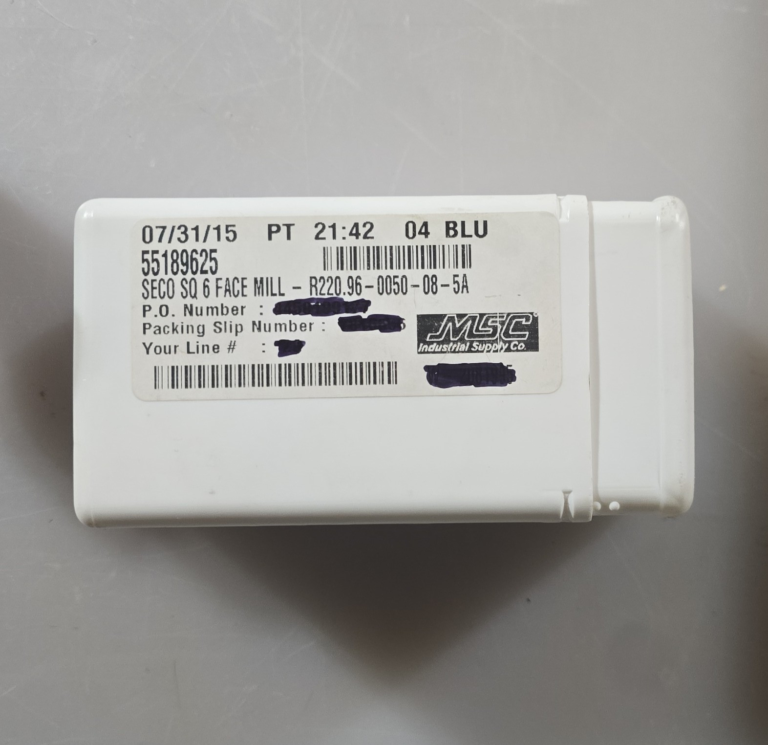 MSC Face Mill 50.0mm 90° R22.0 Shank Carbide-Tipped Cutter MPN 55189825