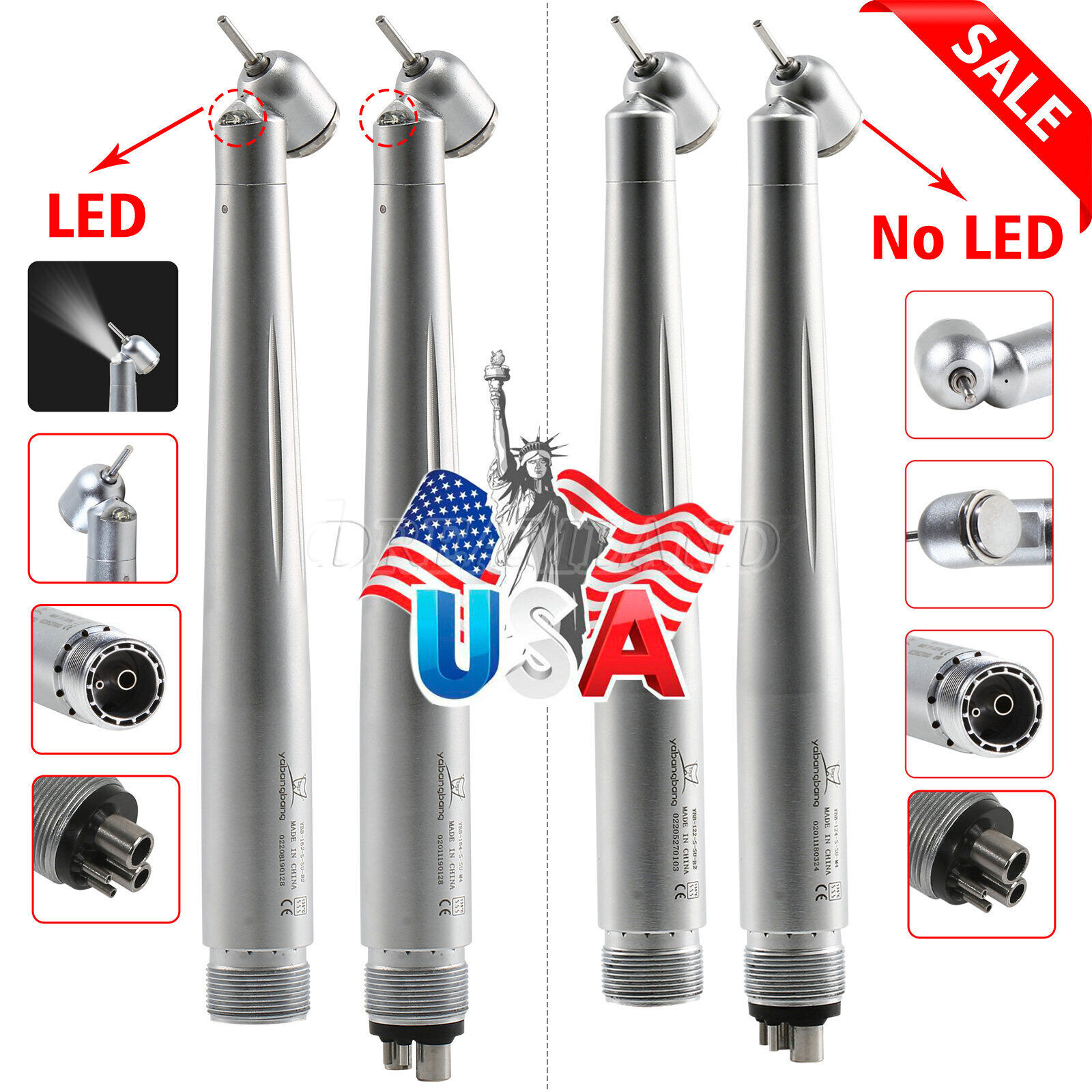 Pieza de Mano Dental Alta Velocidad NSK 2/4 Agujeros 45 Grados/LED Fibra Óptica