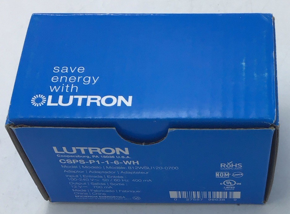 New Lutron CSPS-P1-1-6-WH 12 Volts Plug-in Power Supply Adapter z339
