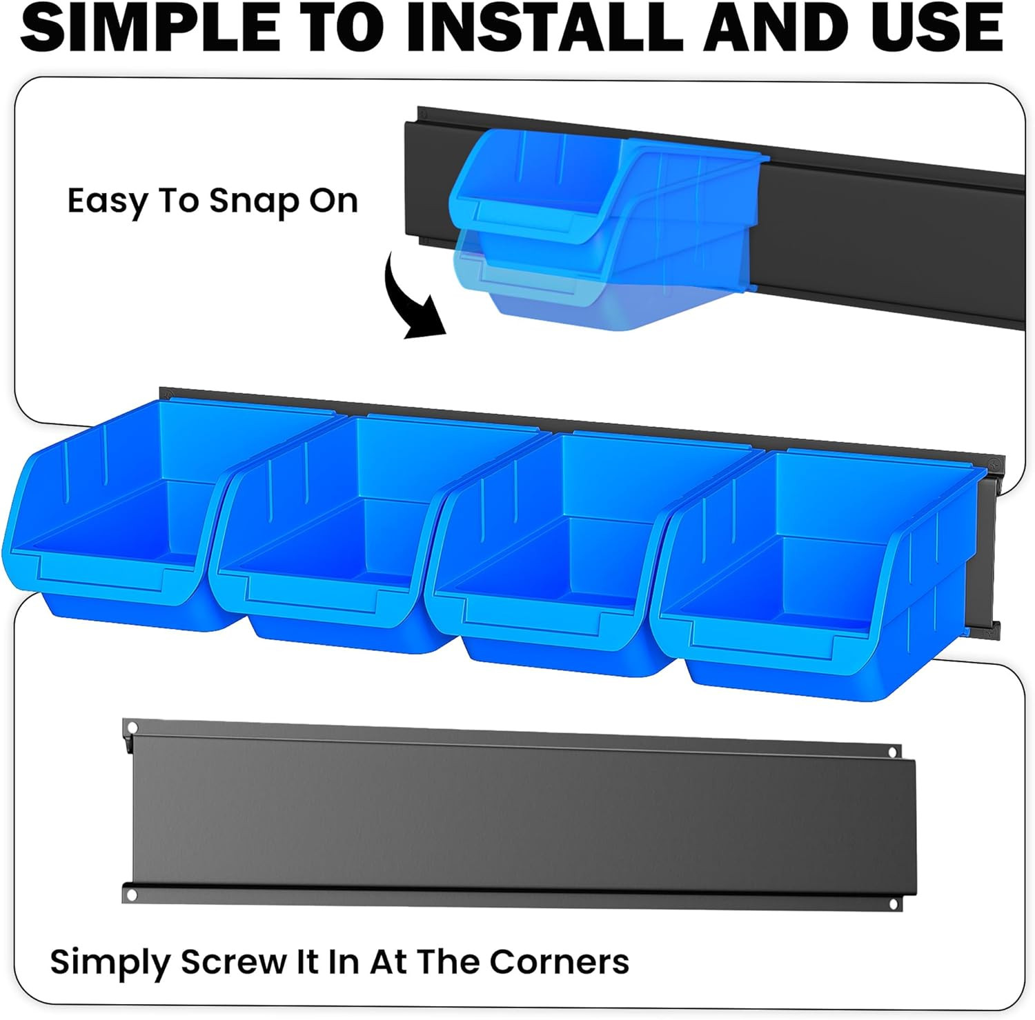 Wall Mounted Storage Bins, Plastic Hanging Storage Organizer Bins, Garage Tool S