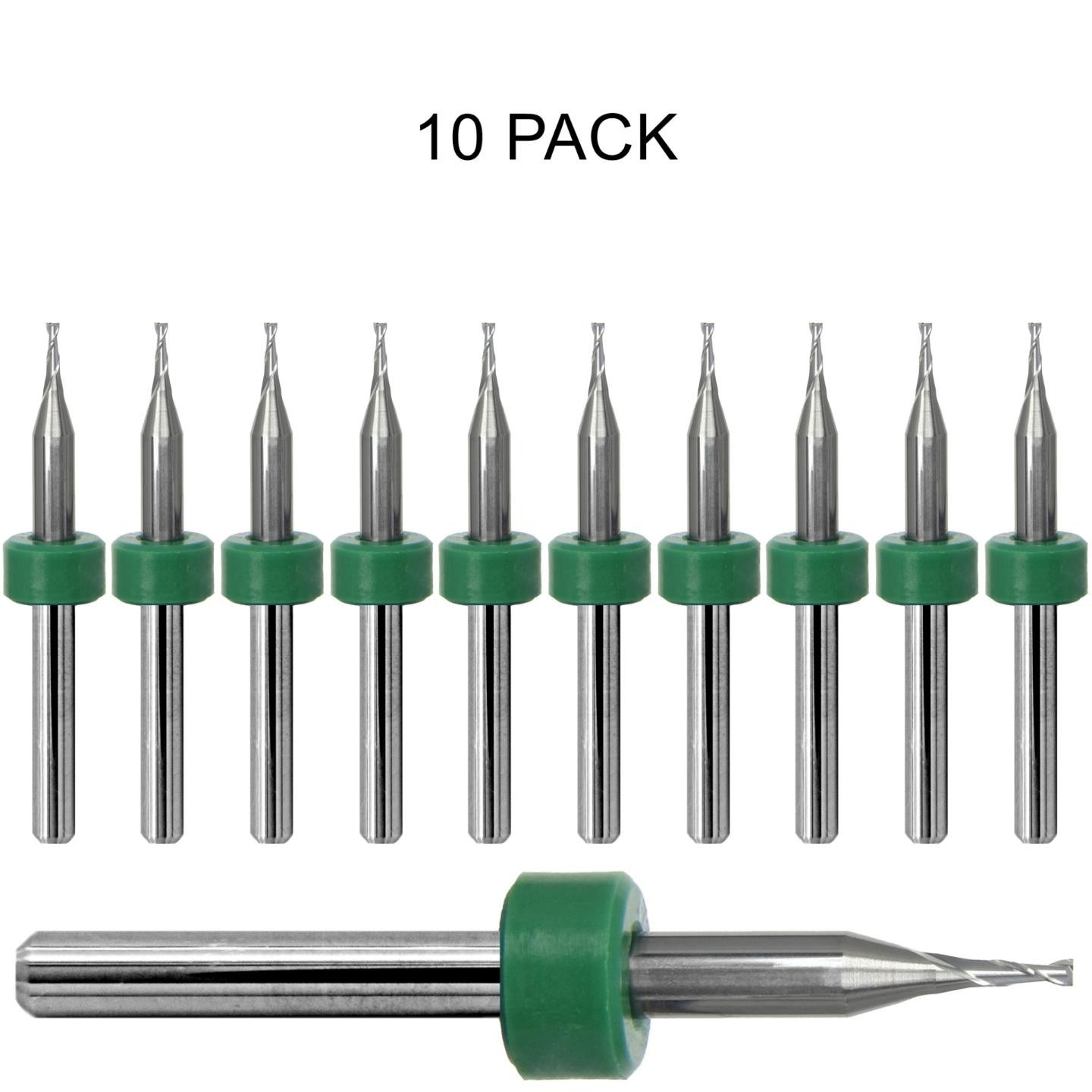 .0394″ 1.00mm Carbide CNC End Mill 2 Flute Square End 1/8 Shank 10 Pc Kyocera