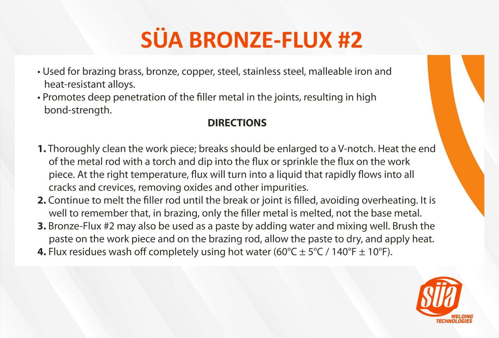 SÜA – Bronze Brazing Flux Powder – 8 Ounces Jar. (4-PACK)