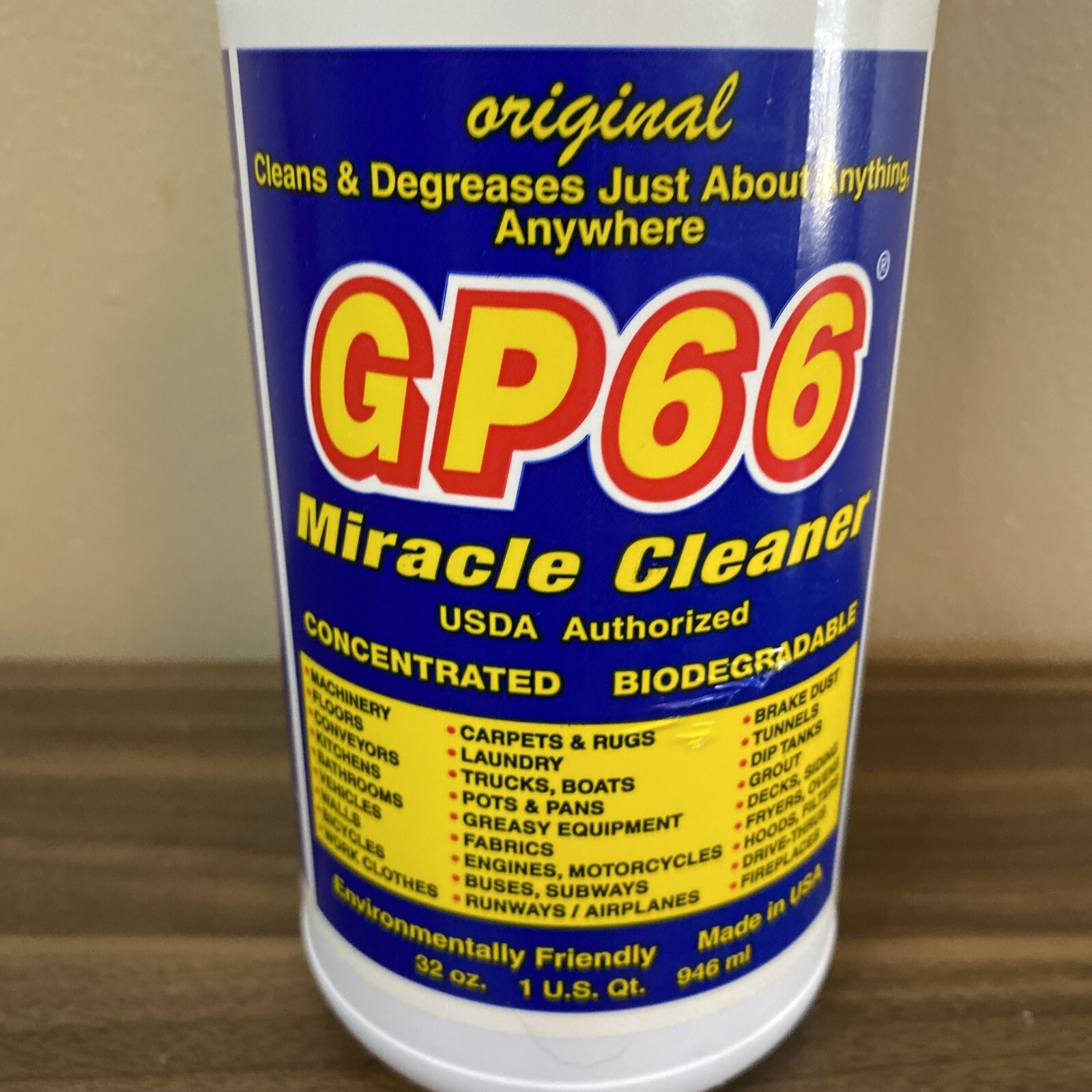 GP66 Green Miracle Cleaner Quart Cleans Over 1,000 Surface Types