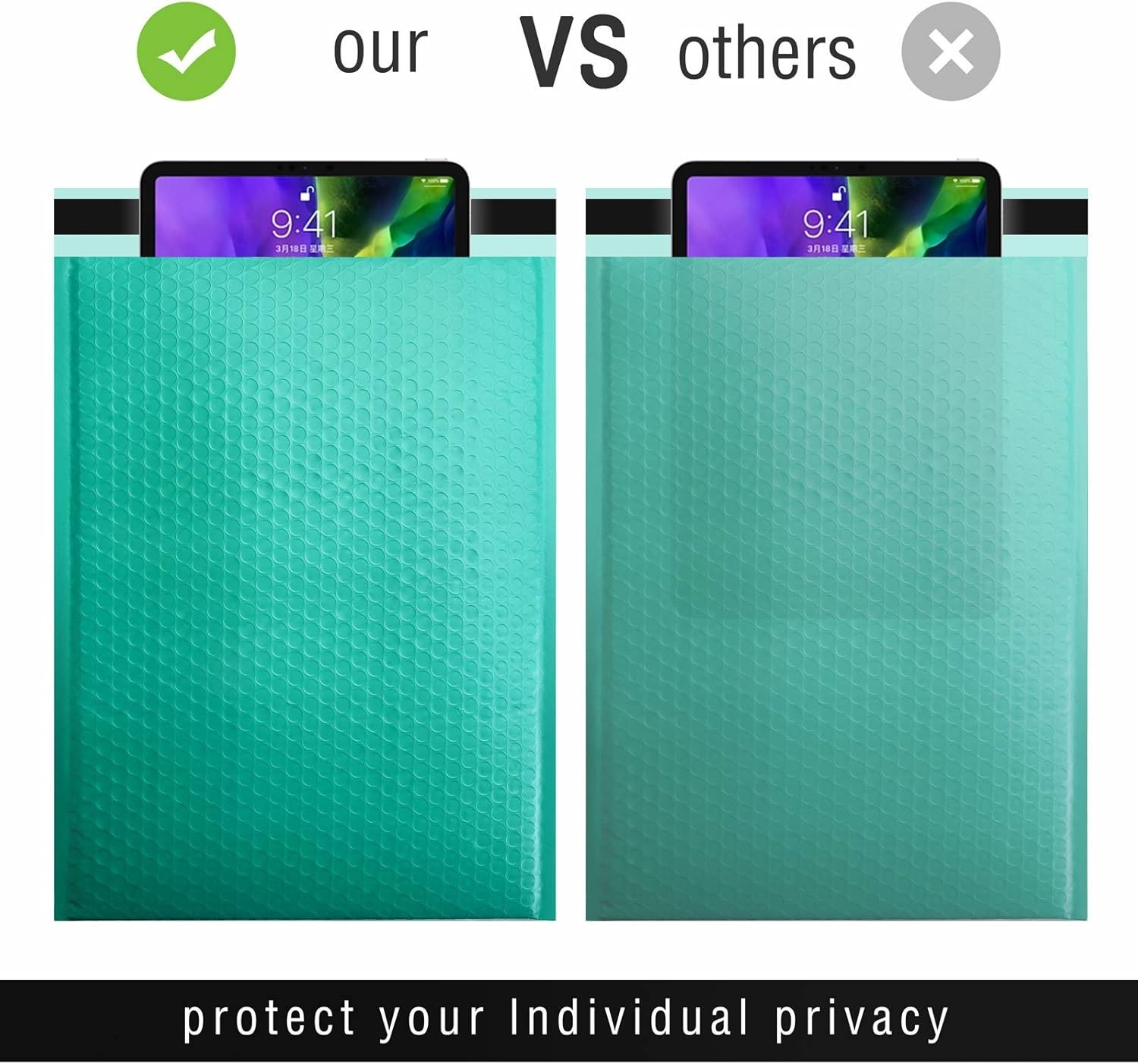 500pc Large Bubble Mailers 10.5×16 Padded Envelopes 10.5×15 Poly Bubble Bag Teal