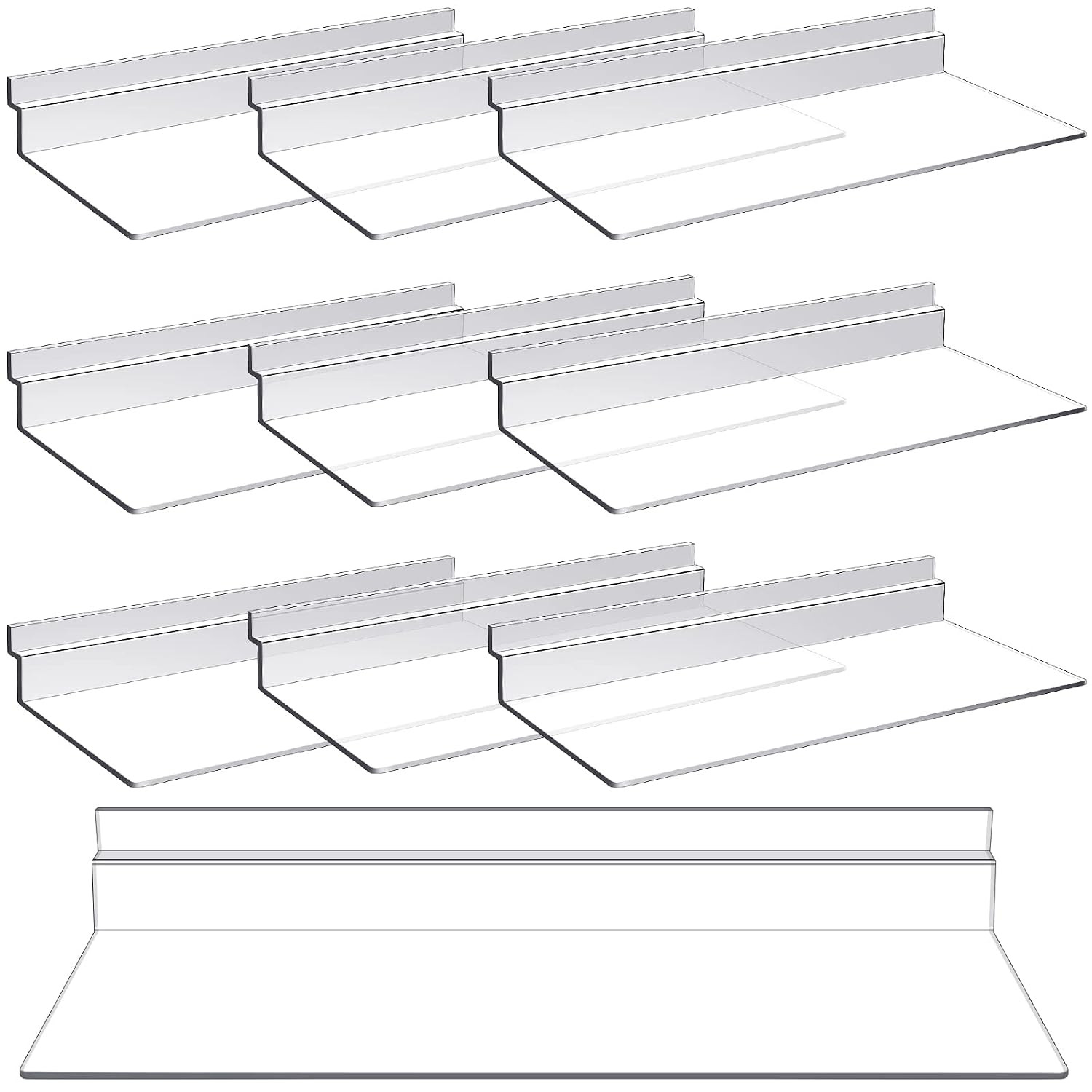 Kathfly 10 Pack 4 X 10 Inch Slatwall Shelves Hanging Accessories Clear Slatwall