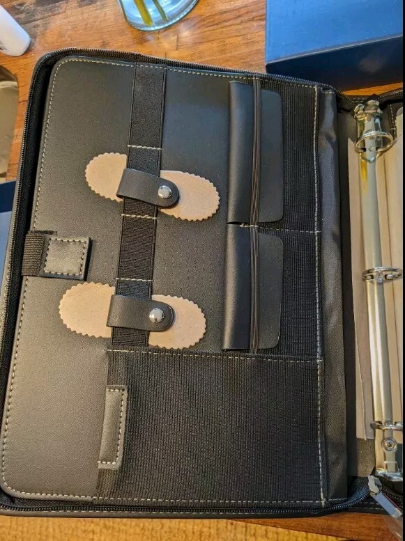 STYLIO Zipper Portfolio Padfolio 3 Ring Binder Carrying Handle Black Tablet