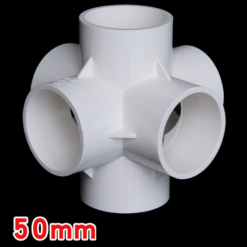PVC 6-Way Equal Connector Socket Pressure Pipe Fittings 3 Color ID 20/25/32/50mm