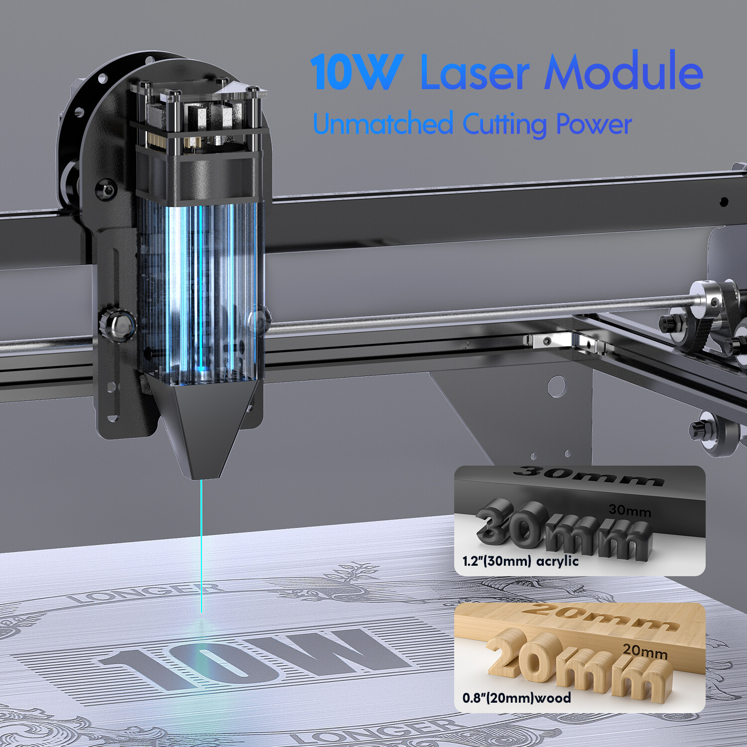 Longer RAY5 10W Laser Engraver, Laser Cutter,24000mm/min Used-B🔥 Free Honeycomb
