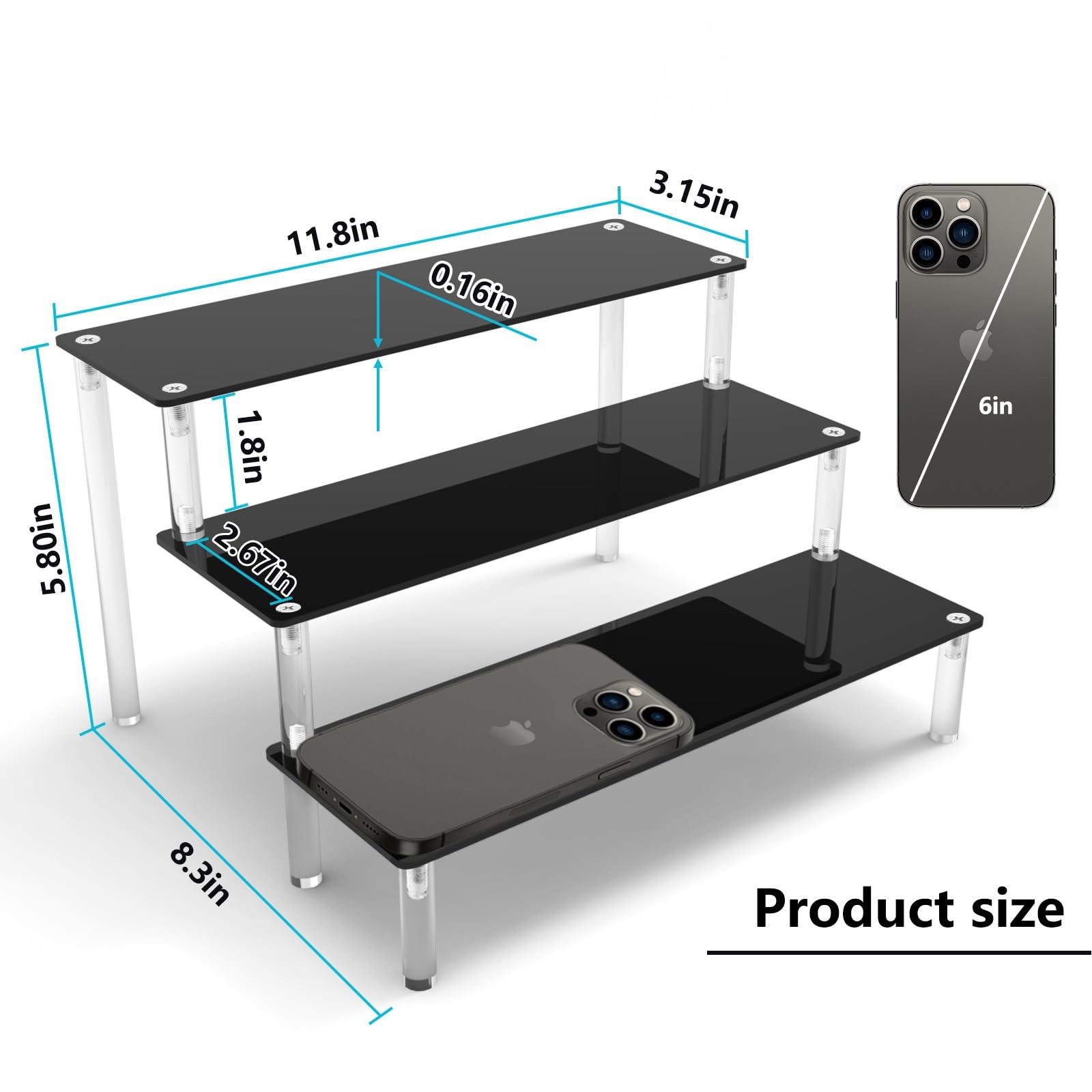 3Tier Acrylic Riser Shelf for Perfume, Cupcake, Funko POP, and Cosmetics