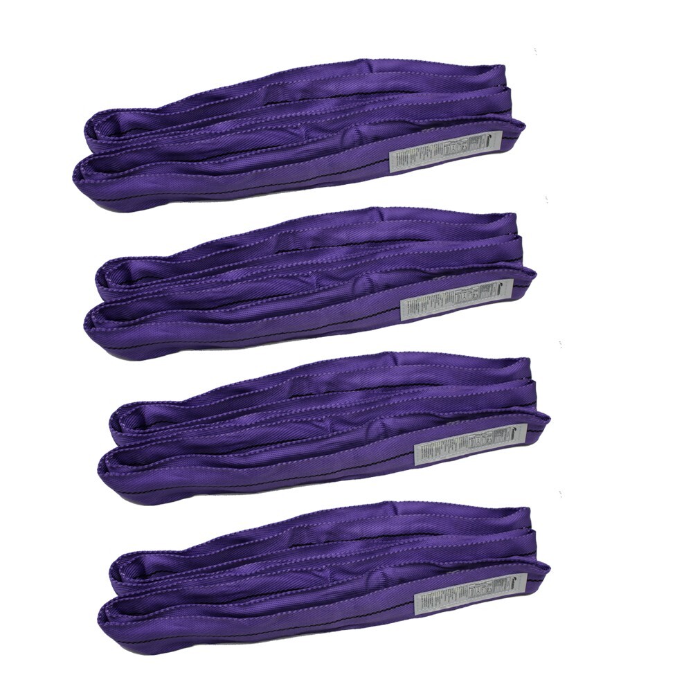 4 Pack 6′ Endless Loops Round Sling Crane Recovery Strap Lifting Tow Pull Purple