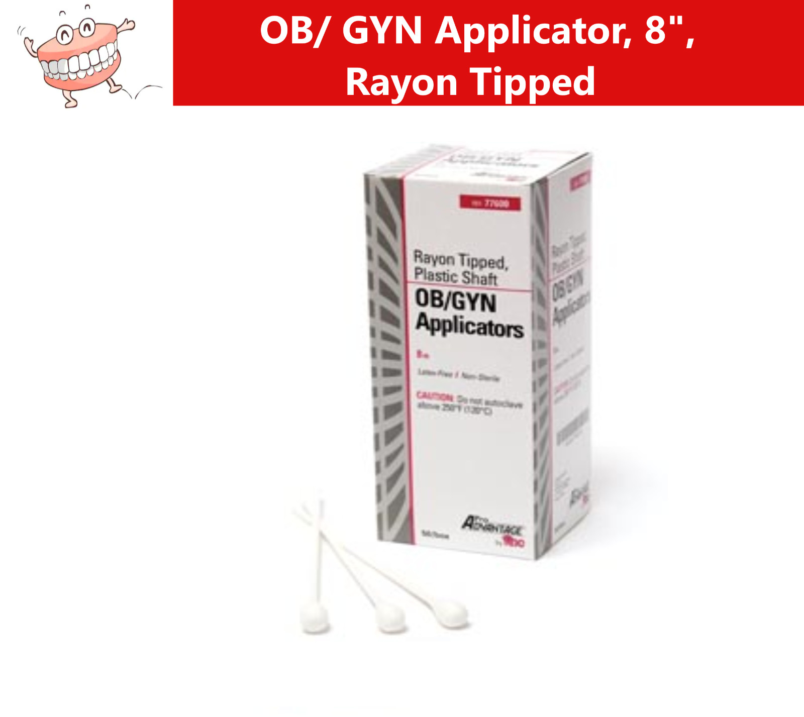 Pro Advantage OB/ GYN Swab Applicator, 8″ In, Rayon Tipped, Plastic Shaft, 50/bx