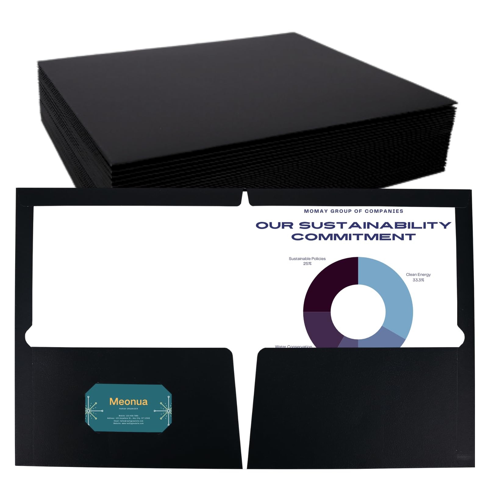 Black Glossy Laminated Paper TwoPocket Folders Letter Size 50 Box