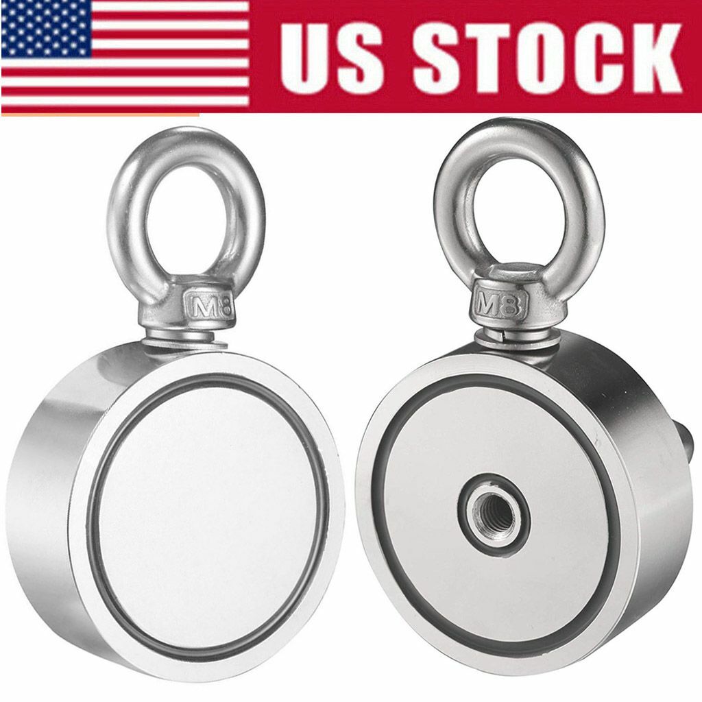 Round Double Sided Super Strong Neodymium Fishing Magnet 500/700LB Pulling Force