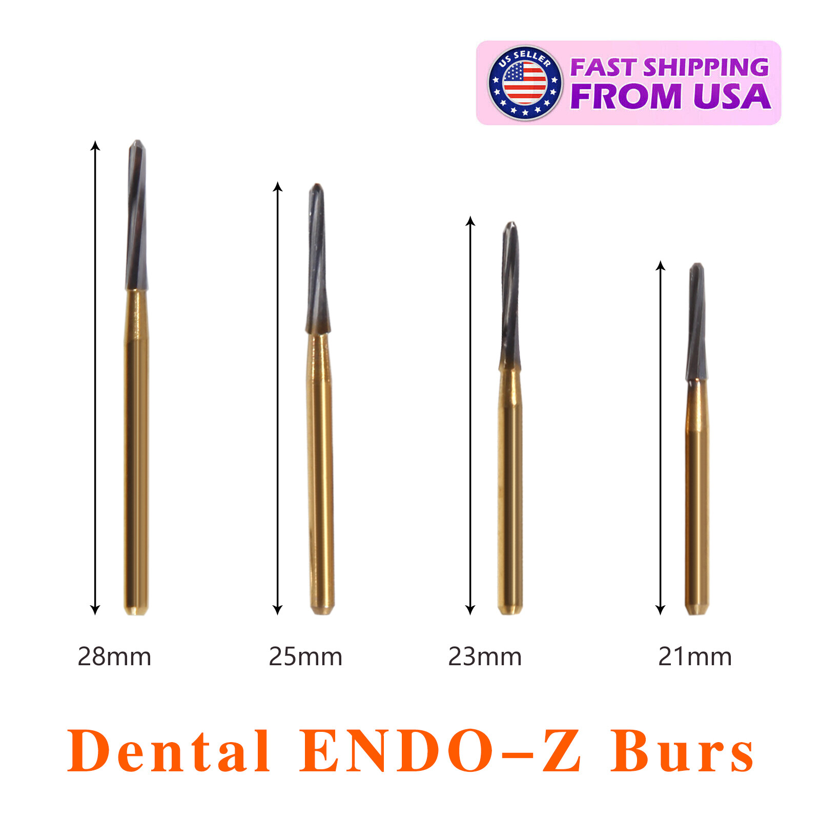 5-100 pcs Dental Carbide Bur Endo-Z Tungsten Steel Drills FG 21mm/23mm/25mm/28mm