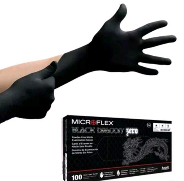 Microflex Black Dragon Powder Free Nitrile Exam Gloves – Medium – Box of 100