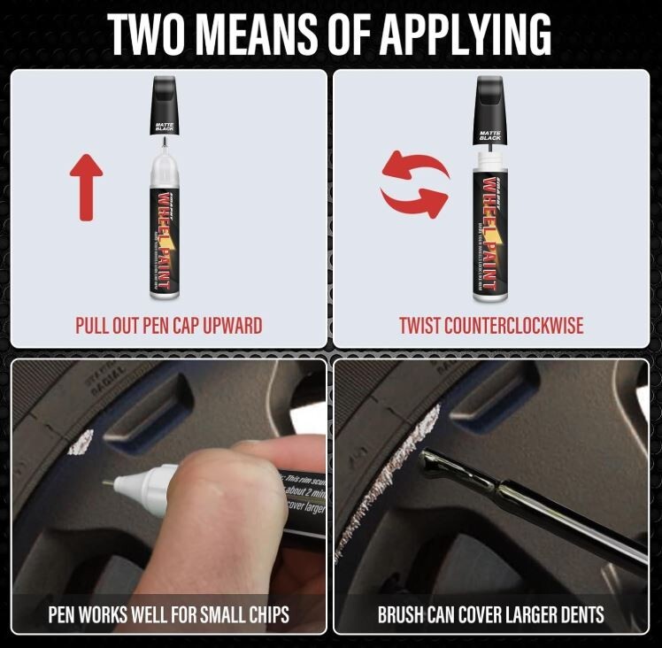 Matte Black Rim Touch Up Paint Wheel Scratch Repair Pen for Car Wheel Rims