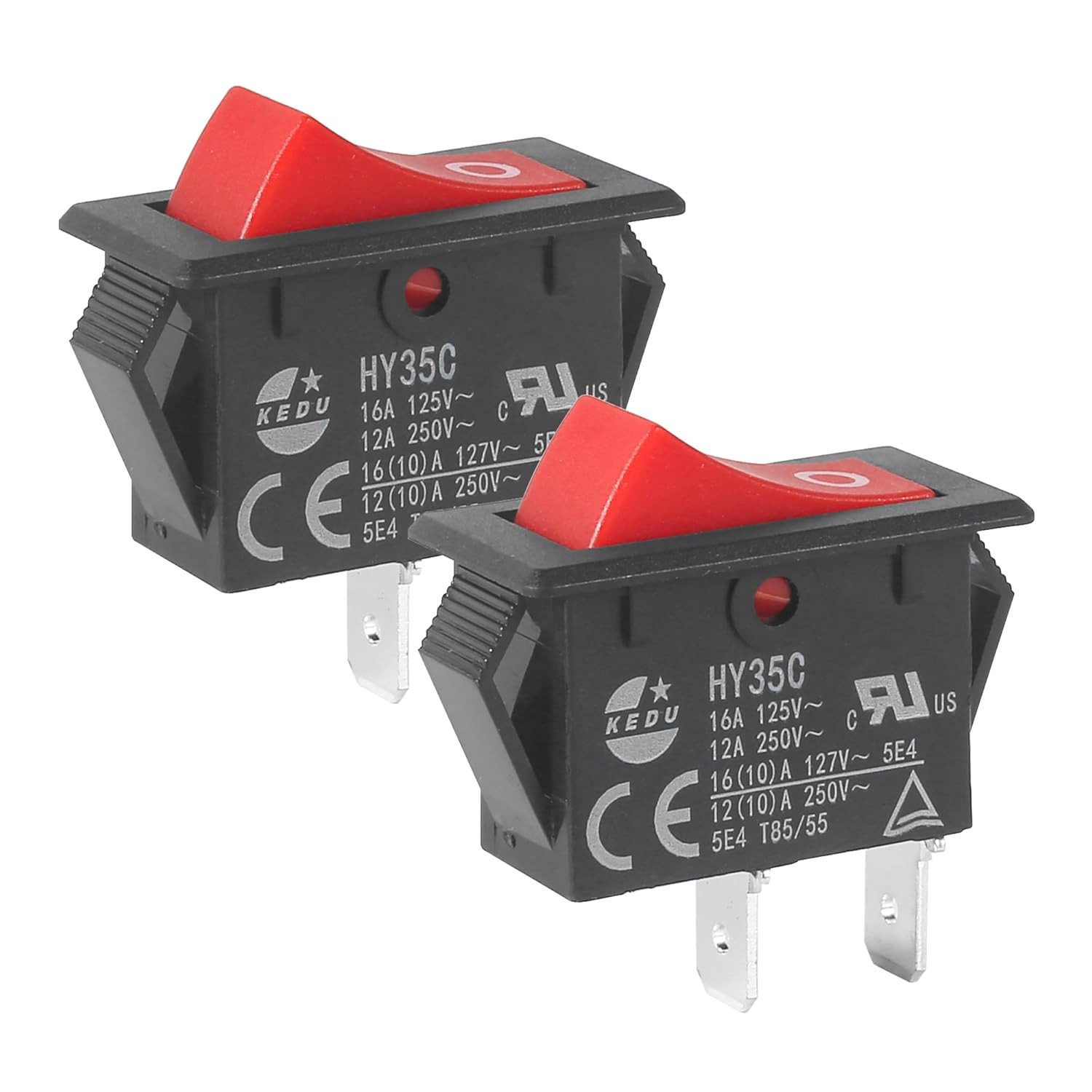 Push Button Switch HY35C 2-Pin 16A/12A 125V/250V Rocker Household 2 Pieces