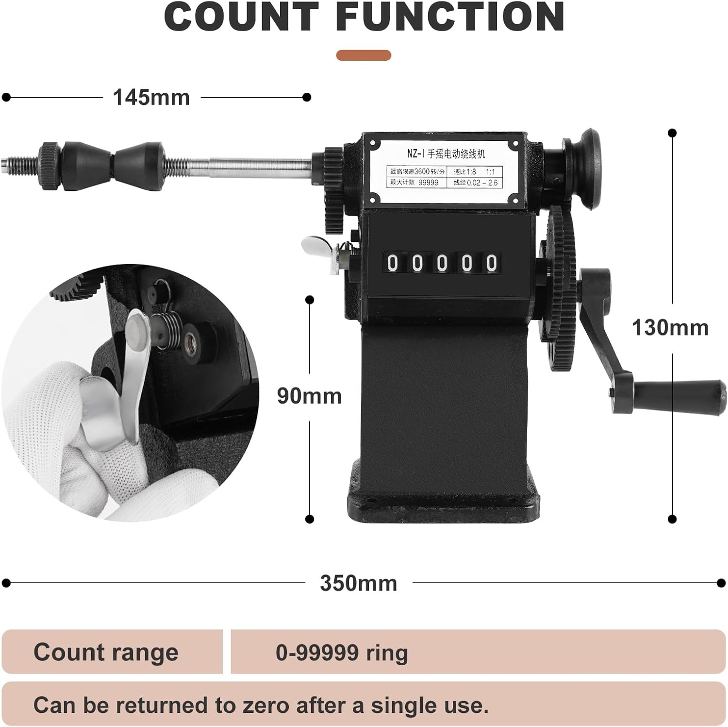 Manual Coil Winding Machine 1/16″- 1/2″ Hand Coil Winder with Counter for Spiral