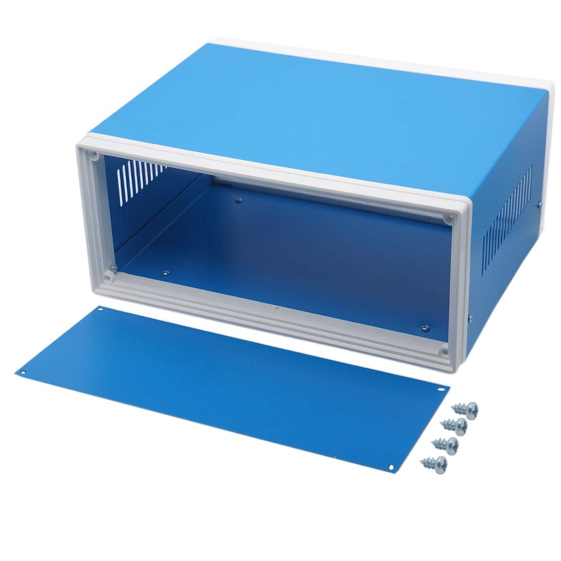 Electronic Enclosures Blue Metal Enclosure Project Case DIY Box Junction Case