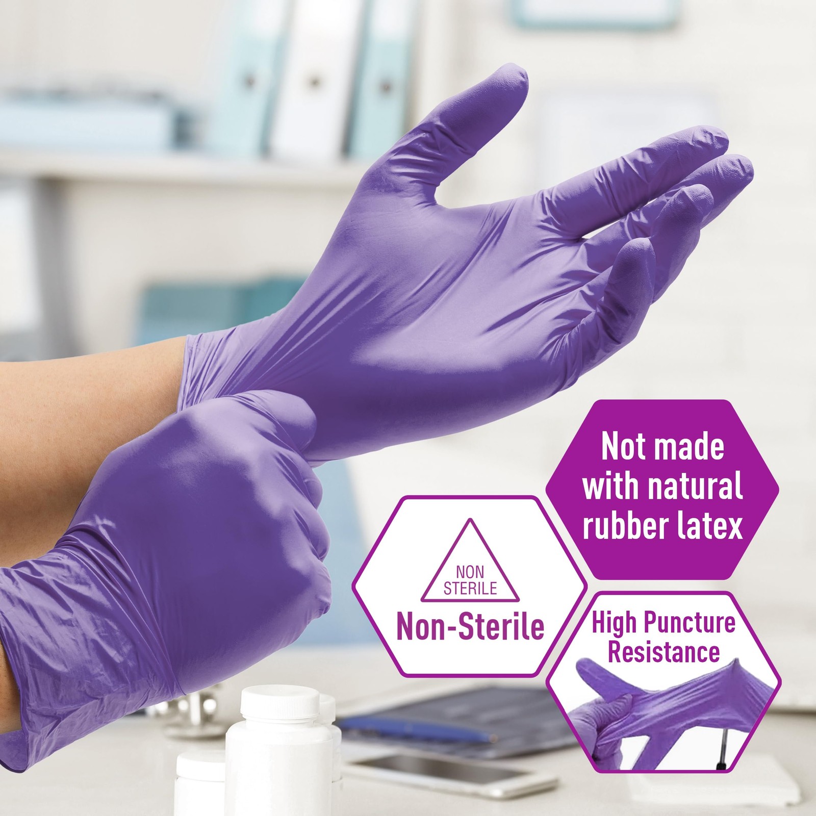 MedPride Powder-Free Nitrile Exam Gloves, Large, Large (Pack of 100), Blue