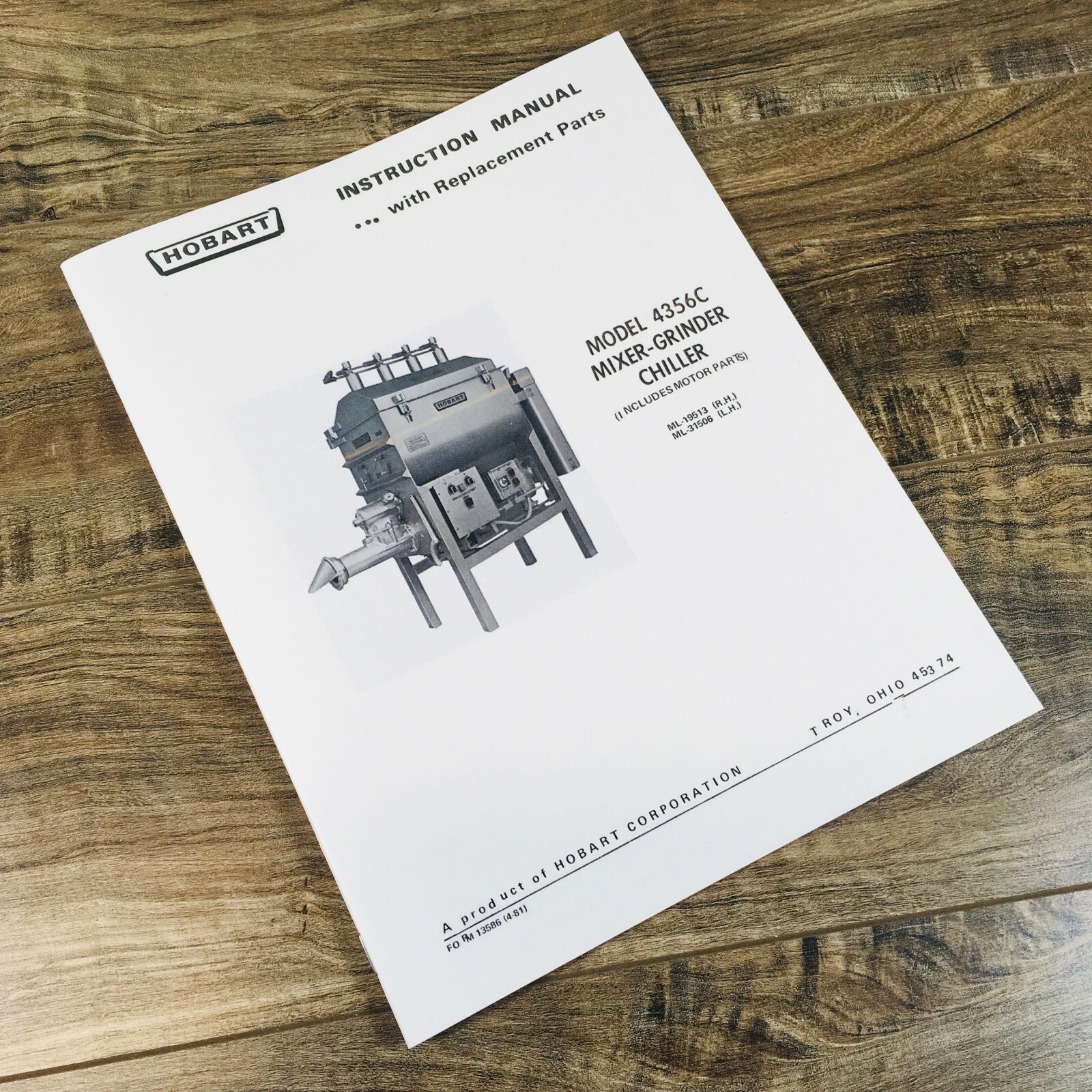 Hobart 4356C Mixer Grinder Chiller Parts Instruction Operators Manual Catalog