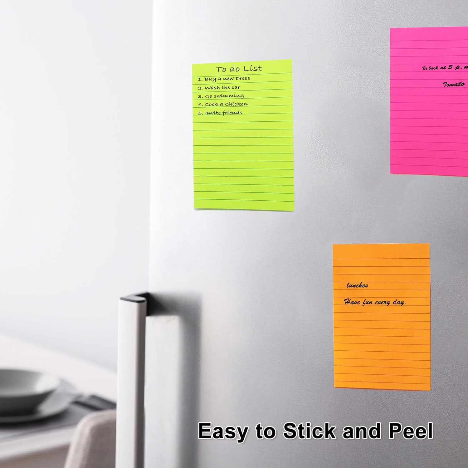 9 Pack Lined Sticky Notes 4X6 in Post Sticky Notes with Lines, 9 Bright Colors S