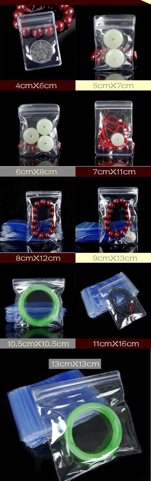 100 * Thicken Pvc Zip Lock Bags Clear Anti-Oxidation Plastic Jewelry Pouches