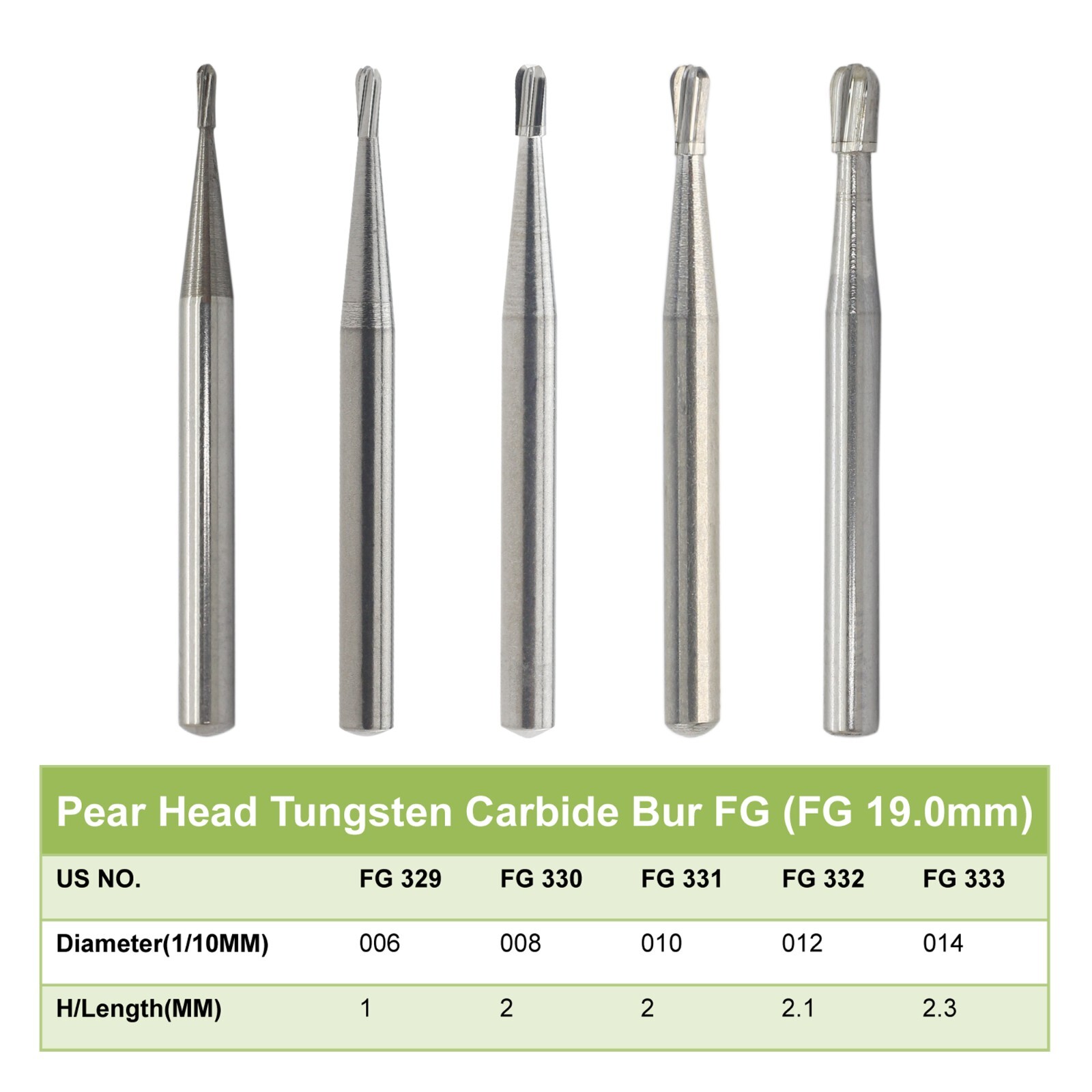 Wave Dental Burs FG 330 557 4 6 Carbide Burr Friction Grip Round Pear High Speed
